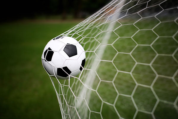 Football hitting the net