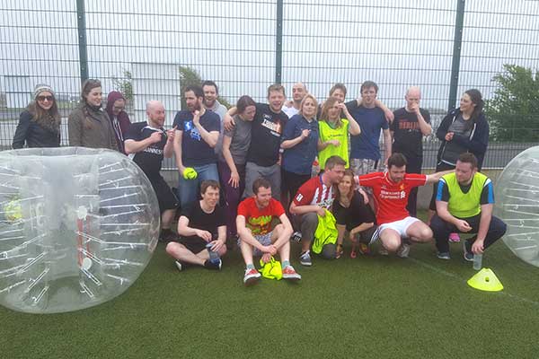 Lads and lassies from Belfast enjoying  a Bubble "STEN" at the Bay!