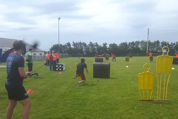 Tag Archery Stag group playing on grass surface at Astrobay Galway