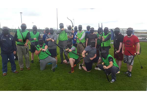 Rory's Stag group enjoying Tag Archery in breezy Ballyloughane!