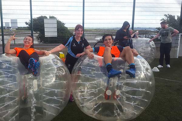 Group of players after Bubble Football session at Astrobay Galway