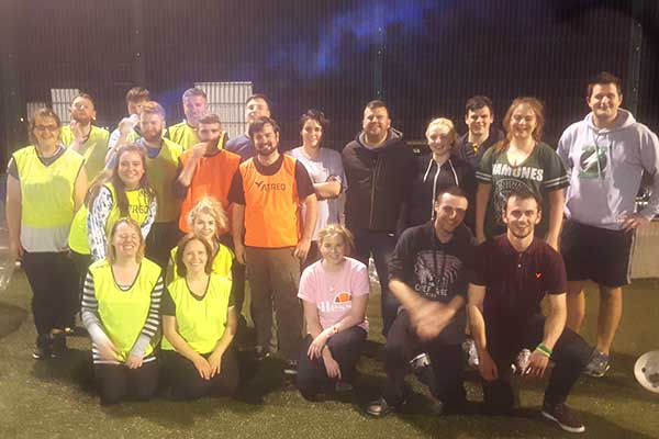 Super group from HomeStore + More enjoying a Bubble session in a group photo!.
