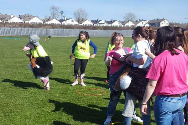 A hen party enjoying Alternative Old School Sports Day at sunny Ballyloughane.