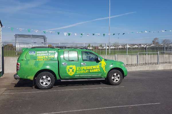 Experience Gaelic Games SUV parked outside Astrobay office