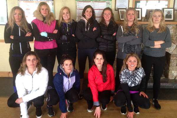Group of ladies in a team photo before taking part in Alternative Old Schools Sports Day at Astrobay Galway.