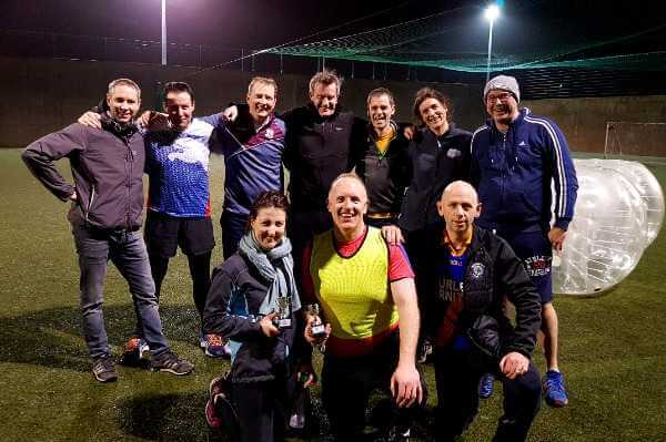 Group of bubble footballers